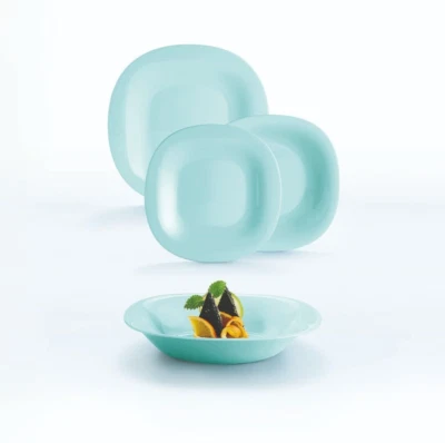 SET 18 PIATTI CARINE LIGHT TURQUOISE LUMINARC - SERVIZIO IN VETRO TEMPERATO