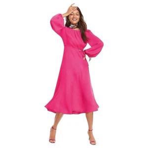 CAbi Delight Midi Dress Fuchsia Hot Pink Cutout Tie Waist Size Small #6578 - Picture 1 of 9