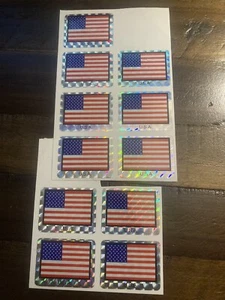 VINTAGE PATRIOTISCHE AMERIKANISCHE FLAGGE USA ROT WEISS UND BLAU AUFKLEBERBOGEN GLITZERND - Bild 1 von 2