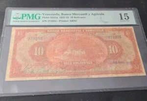 Venezuela 1927-1935 Banco Mercantil Y Agrícola 10 Bolivares PS 231a - Picture 1 of 2