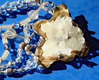 Quartz statement necklace artist made.Large quartz gold tone pendant SEE PICS!