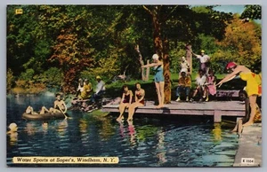 Water Sports Swimming Diving Soper’s Windham NY Catskills New York Postcard H2 - Picture 1 of 2