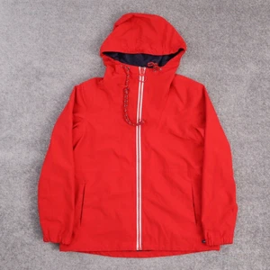 Lands End Youth Medium Red Long Sleeve Full Zip Hooded Windbreaker Rain Jacket - Picture 1 of 10