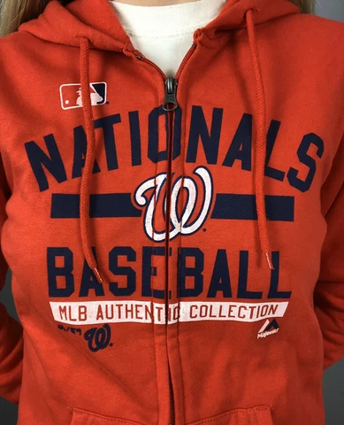 Washington Nationals Women's Hoodie - Red Full-Zip Fleece Hooded Sweatshirt Cover