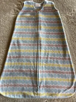 Halo Boys Blue Gray Green Striped Fleece Sleepsak SMALL 0-6 Months - Image 1 of 4