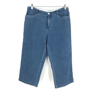 First Issue Liz Claiborne Womens Pants 10 Blue Denim Jeans Capri Pockets - Picture 1 of 22
