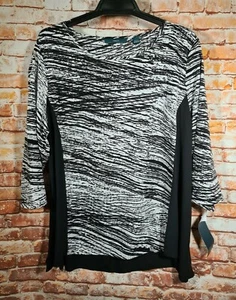 BNWT Ladies Sz 16 NNT Black White Spliced Blouse Shirt Top - Picture 1 of 2