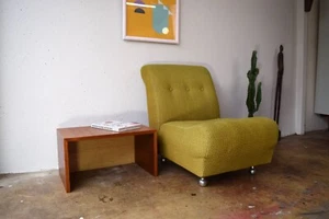Niedriger 70er Jahre Sessel Vintage grüner Polstersessel Retro Midcentury - Bild 1 von 8
