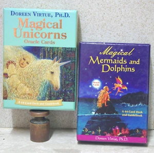 Magical Unicorns + Mermaids ~ Oracle Cards Books Boxed  Doreen Virtue ~ FREEPOST - Picture 1 of 3