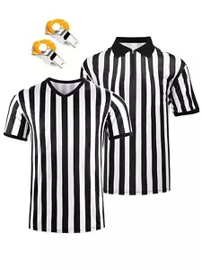 4 Pcs Referee Shirt Costume for Men, Football Black And White Stripe Pro Costume - Picture 1 of 22
