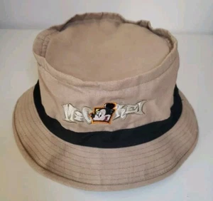 Vintage Mickey Mouse Bucket Hat Adult One Size Tan Khaki Disneyland Embroidered - Picture 1 of 8