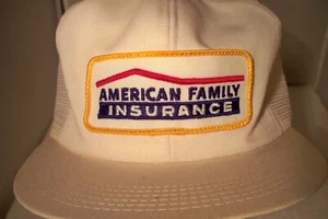 Vintage K-Brand American Family Insurance Patch Snapback Hat White Poor Conditon - Picture 1 of 10