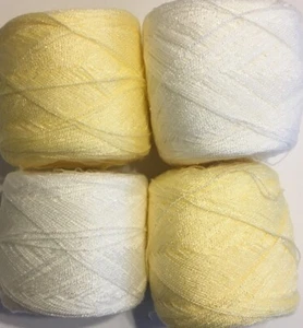 Lace yarn Crystal Colors Yellow/Cream 09/49,Acrylic/Rayon. 900 yards 1 set of 4 - Picture 1 of 3