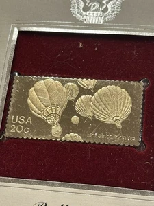 US First Day Cover 20c Stamp with 22k Gold Replica Scott #2033 Ballooning - Picture 1 of 2