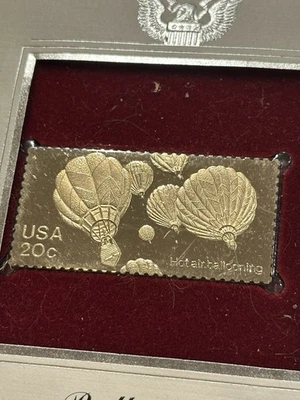 US First Day Cover 20c Stamp with 22k Gold Replica Scott #2033 Ballooning - Image 1 of 2