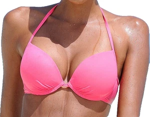 Top de bikini push-up rosa neón 10A 10 A taza con aros muy acolchado inmersión natación - Imagen 1 de 2