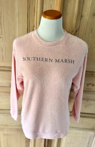 Southern Marsh Pink Terrycloth Oversized Sweater Sweatshirt Youth Large YL EUC - Picture 1 of 3