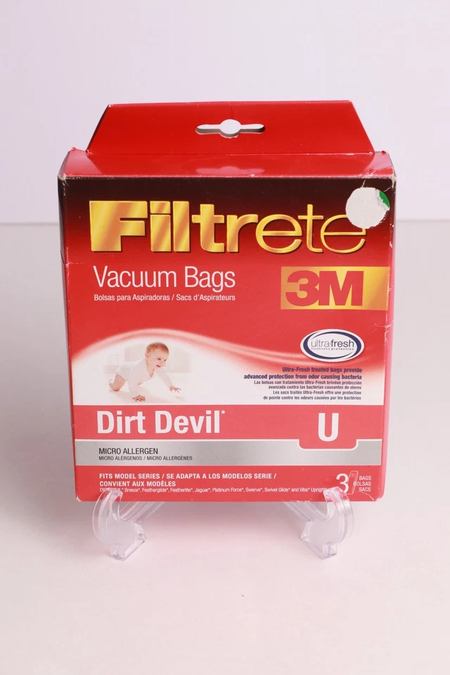 3M Filtrete Dirt Devil U Vacuum Bags Micro Allergen 3-Pack New Sealed - Image 1 of 3