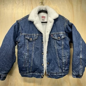 VTG 80s LEVIS Demim Sherpa Jacket Sz S  - Picture 1 of 14