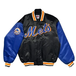Vintage 90s MLB NEW YORK METS STARTER SATIN BOMBER JACKET SIZE M - Bild 1 von 8