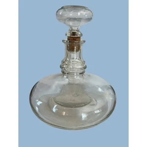 Vintage 50er MCM Klarglas Schnapsflasche Dekanter Korken Stopfen Bar Retro Dekor Wein - Bild 1 von 12