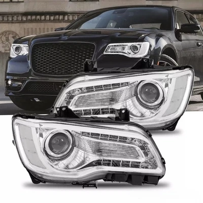 Faros transparentes cromados proyectores LED DRL 2011-2023 para Chrysler 300 izquierda y derecha Foto 1 de 4