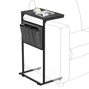 C Shaped End Table, Small Side Table for Couch and Recliner, Slide Under Sofa... - Picture 1 of 8