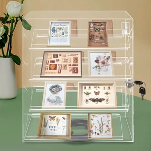 4 Tier 360° Rotation Acrylic Locking Box Clear Display Case Dust-proof Showcase - Picture 1 of 13