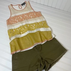 Sunday in Brooklyn Striped Tank & Madewell Green Cut Off Shorts Bundle S/25 - Picture 1 of 13