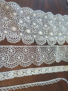 Colección Heirloom Encaje Crochet Look Blanco Vint 23 Yardas 4 Piezas 3" 1.5" .5" .26" V - Imagen 1 de 4