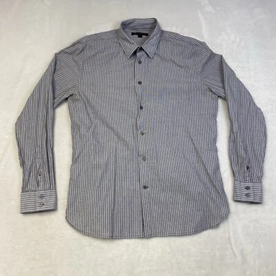 Camisa John Varvatos Para Hombre Talla M Gris/Púrpura L/S Abotonada Rayas Verticales Foto 1 de 4
