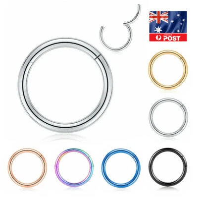 Из нержавеющей стали на петлях перегородки кликер носа губы уха тела кольцо обруч пирсинг 1шт - Изображение 1 из 2