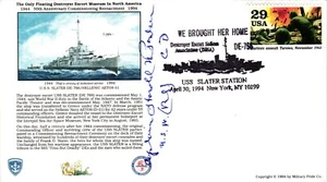 1994 USS Slater WW2 Destroyer SIGNED BY HAROLD POULSEN EXECUTIVE OFFICER IN 1945 - Picture 1 of 1
