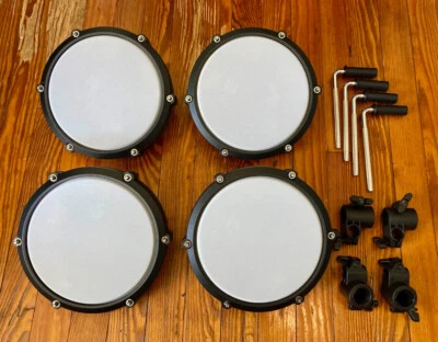 4 Red Alesis 8” Tom Mesh Drum Pads NEW (Single Zone) Nitro Max w/Clamps (1 1/8")