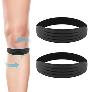 2Pcs Patellar Tendon Support Strap, Silicone Knee Strap for Sports (Black) - Picture 1 of 12