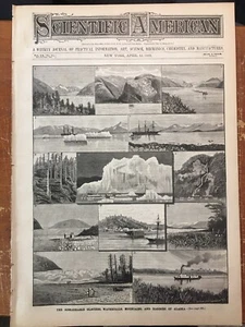 Alaska Scenery 1889 Glacier Waterfalls Mountains Harbor - Imagen 1 de 10