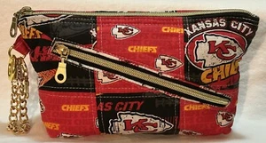 Kansas City Chiefs Arrowheads Unisex handmade quilt fabric bag, clutch Gold - Picture 1 of 10