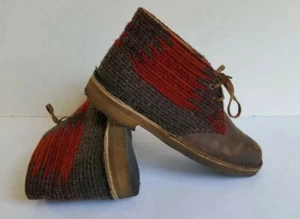 CLARKS WOOLRICH Womens size 8 Desert Ankle Boot Oiled Leather Southwestern Wool - Picture 1 of 10
