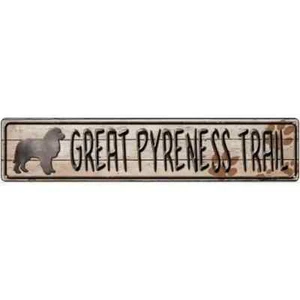 Great Pyrenees Trail 3"x12" Metall Straßenschild Plakette Haus Tür Garage Wand - Bild 1 von 1