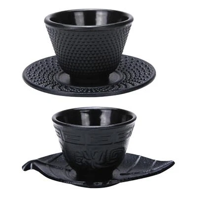 Cast Iron Teacup Coaster Set Delicate Teacup Creative Teaware Tea Cup Saucer - Image 1 of 2