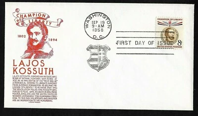 #1118 8c Lajos Kossuth -Hungarian Patriot- Anderson FDC - Image 1 of 2