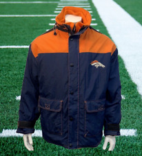 Denver Broncos Champion Fully Embroidered Heavy Hooded Lined Double Zip Jacket L
