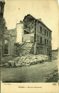 Postal de Reims Rue de Clairmarais ruinas escombros Primera Guerra Mundial Francia - Imagen 1 de 2