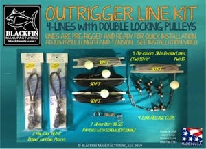 Outrigger Rigging Kit 4 Lines 50/30 FT + Hal-Lock Double Pulleys + Release Clips - Picture 1 of 5