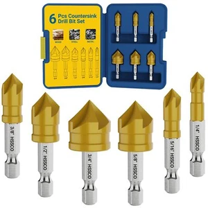 6 Pieces Countersink Drill Bit Set M35 Cobalt HSS Countersink Drill Bits with... - Picture 1 of 7