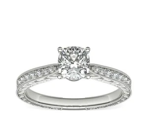 2.20 Ct Cushion IGI Certified Lab Grown Diamond Engagement Ring 14K White Gold - Picture 1 of 7