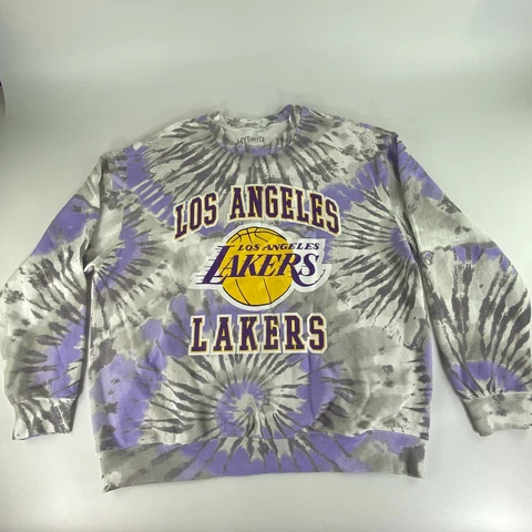 Los Angeles LA Lakers Tie Dye Lavender Purple Grey Pullover Sweatshirt Women XXL Cover