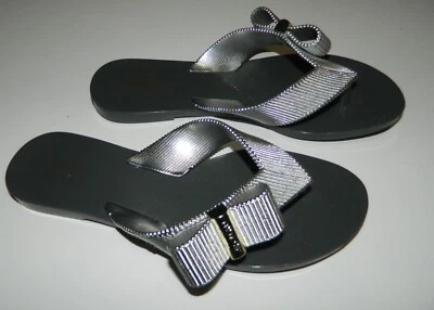 Melissa + JASON WU women's Silver Gray RIBBON BOW Flip Flop Thing Sandals*  6 - Image 1 of 4