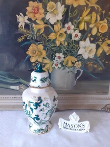 2 Mason's Lidded Tokyo Jars - Green Chartreuse & Mandalay Red - 1st Quality - Picture 1 of 4