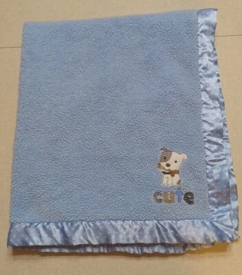 Just One You Carter's Baby Blanket Puppy Dog Stars Blue Fleece Cute - Image 1 of 4